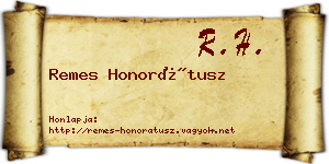 Remes Honorátusz névjegykártya